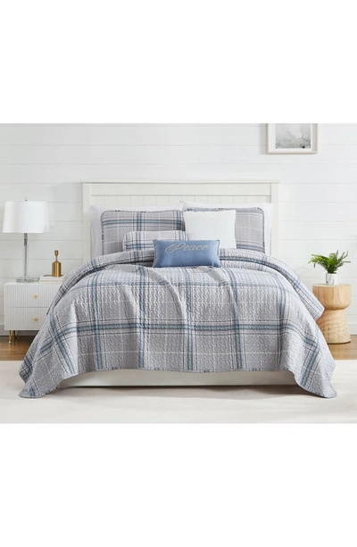 Southshore Fine Linens Vilano Plaid Quilt Bedding Set In Grey
