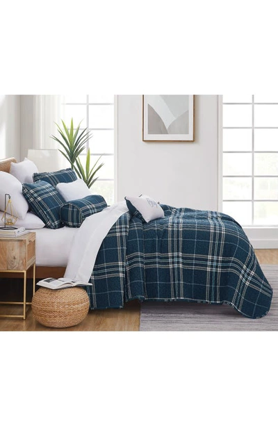 Southshore Fine Linens Vilano Plaid Quilt Bedding Set In Blue