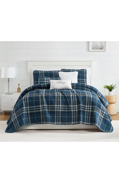 Southshore Fine Linens Vilano Plaid Quilt Bedding Set In Blue