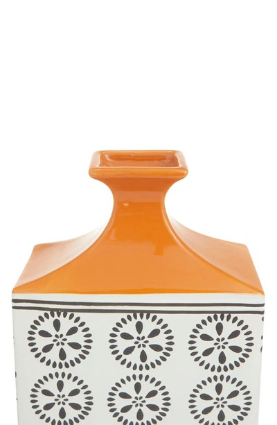 Shop Ginger Birch Studio White Ceramic Floral Vase With Orange Top