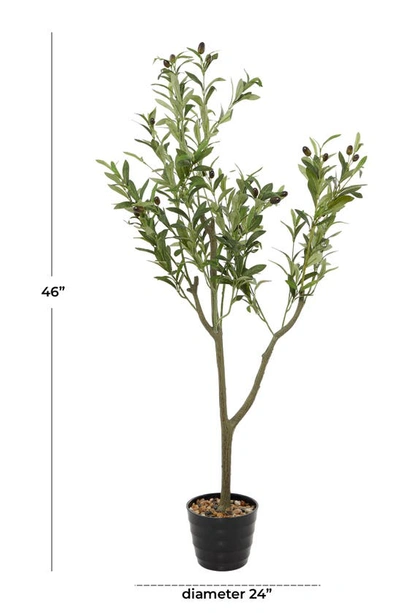 Ginger Birch Studio Green Faux Foliage Olive Artificial Tree With Black Melamine Pot In Green