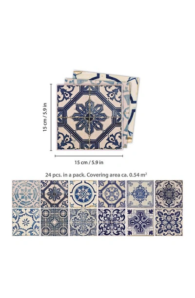 Shop Walplus Malaga Spanish 96-piece Tile Sticker Set In Blue