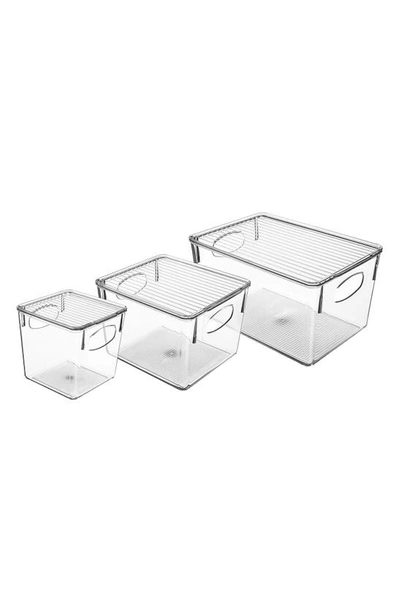 Sorbus Clear Lidded 3-piece Bin Set In Clear