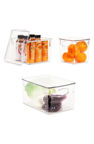 Sorbus Clear Lidded 3-piece Bin Set In Clear
