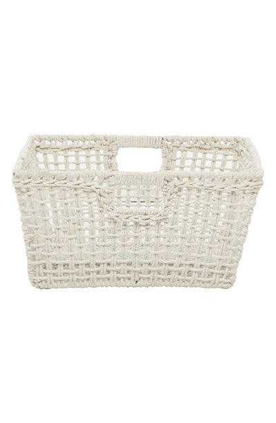 Shop Ginger Birch Studio White Cotton Bohemian Storage Basket With Handles