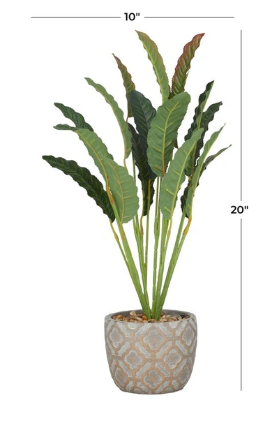 Shop Ginger Birch Studio Green Faux Foliage Crotons Artificial Plant With Geometric Patterned Pot In Grey