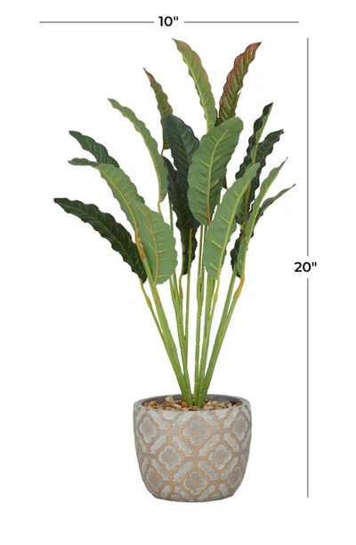 Ginger Birch Studio Green Faux Foliage Crotons Artificial Plant With Geometric Patterned Pot In Grey