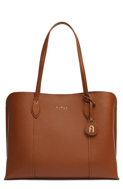 Vittoria Leather Tote Bag In Cognac H