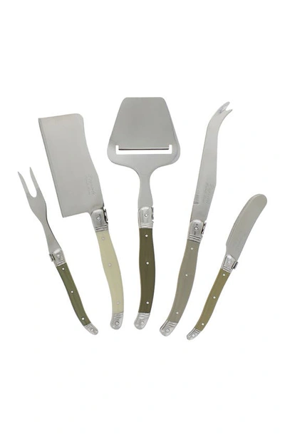 Shop French Home 5-piece Laguiole Mist Cheese Knife/fork & Slicer Set In Mist Colors