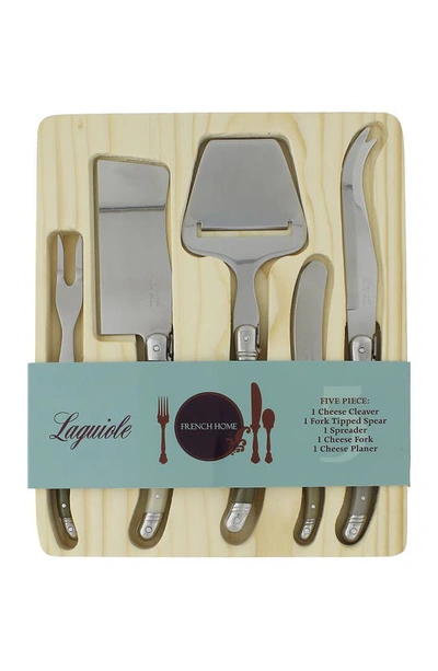 Shop French Home 5-piece Laguiole Mist Cheese Knife/fork & Slicer Set In Mist Colors