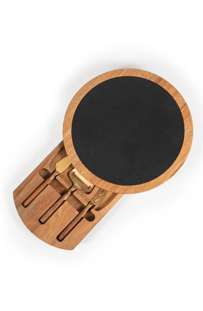 Picnic Time Acacia And Slate Serving Board With Cheese Tools In Black