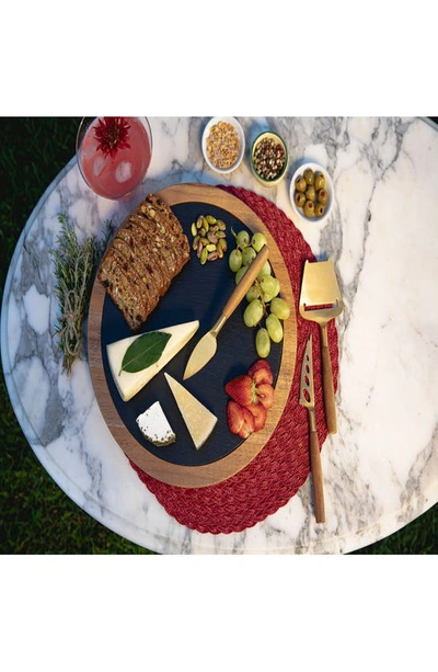 Picnic Time Acacia And Slate Serving Board With Cheese Tools In Black
