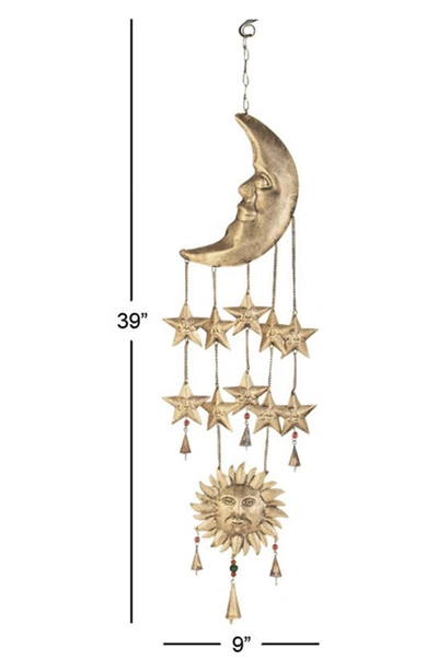 Shop Ginger Birch Studio Goldtone Metal Moon & Sun Windchime With Glass Beads & Cone Bells