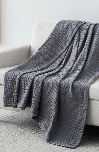 Southshore Fine Linens Waffle Cotton Blanket In Grey