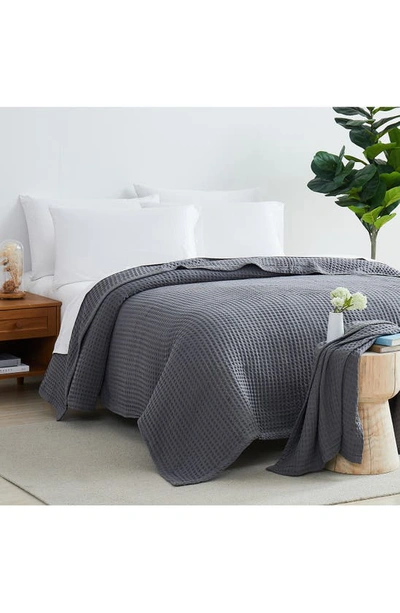 Southshore Fine Linens Waffle Cotton Blanket In Grey