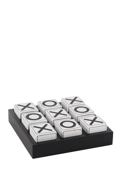 Shop Willow Row Black Wood Tic Tac Toe Game Set With White Block Pieces