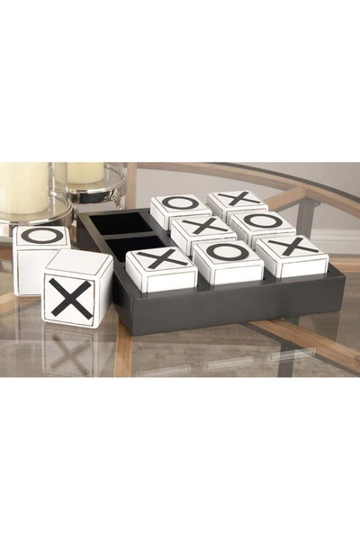 Shop Willow Row Black Wood Tic Tac Toe Game Set With White Block Pieces