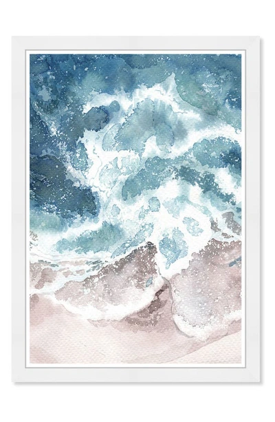 Shop Wynwood Studio Seaside Waves Framed Wall Art, 15" X 21" In Blue