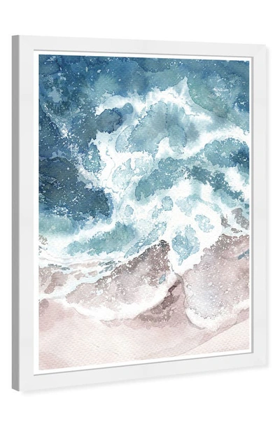 Shop Wynwood Studio Seaside Waves Framed Wall Art, 15" X 21" In Blue