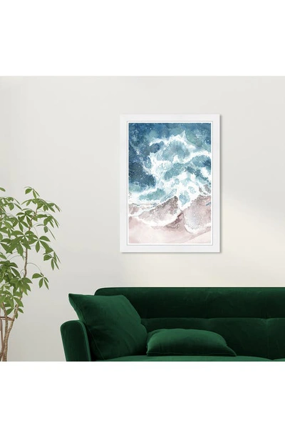 Shop Wynwood Studio Seaside Waves Framed Wall Art, 15" X 21" In Blue