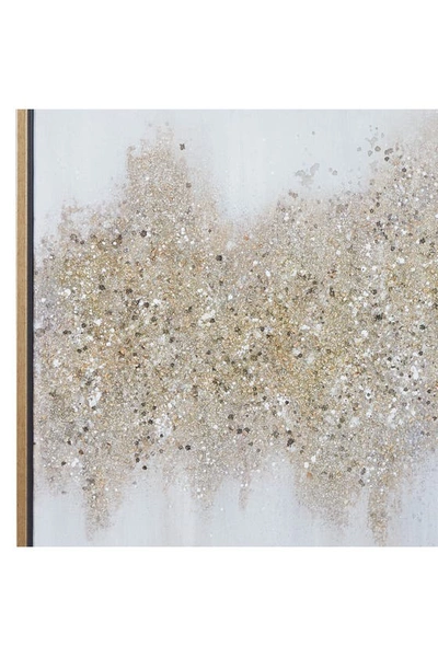 Cosmo By Cosmopolitan Rectangular Gold And Grey Abstract Textured Canvas Wall Art With Gold Wood Frame In Gold