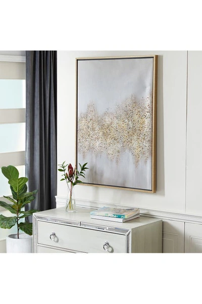 Cosmo By Cosmopolitan Rectangular Gold And Grey Abstract Textured Canvas Wall Art With Gold Wood Frame In Gold