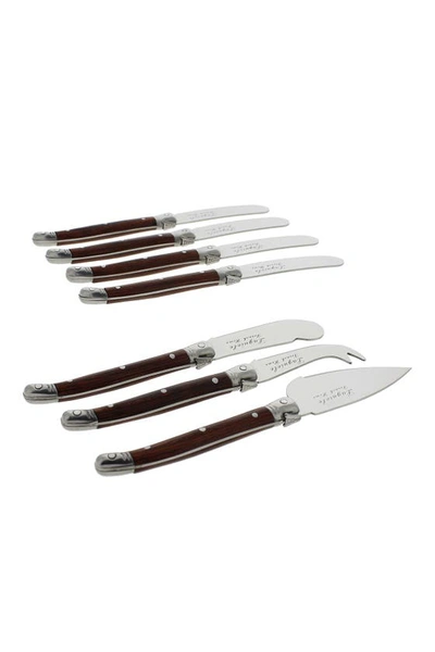 French Home 7-piece Laguiole Pakkawood Cheese Set In Wood Grain
