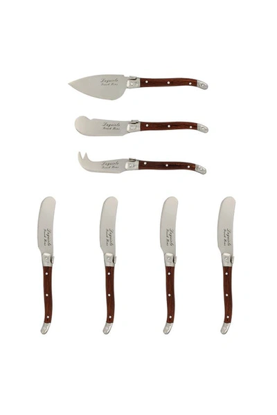 French Home 7-piece Laguiole Pakkawood Cheese Set In Wood Grain