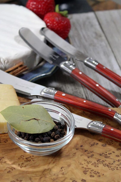 French Home 7-piece Laguiole Pakkawood Cheese Set In Wood Grain