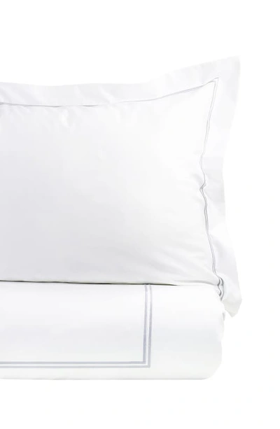 Melange King 600 Thread Count Cotton 2 Stripe Embroidered Duvet Set In Charcoal Grey