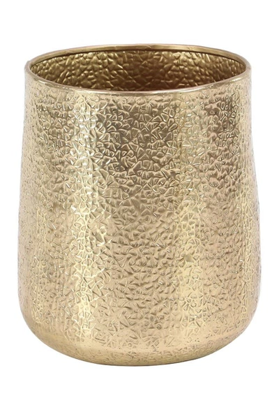 Vivian Lune Home Goldtone Aluminum Indoor & Outdoor Planter With Hammered Design In Gold