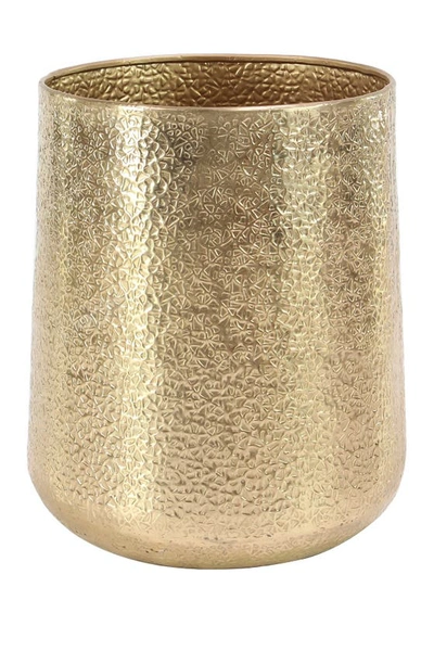 Vivian Lune Home Goldtone Aluminum Indoor & Outdoor Planter With Hammered Design In Gold