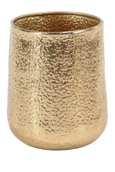 Vivian Lune Home Goldtone Aluminum Indoor & Outdoor Planter With Hammered Design In Gold