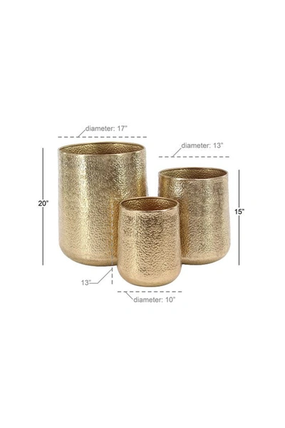 Vivian Lune Home Goldtone Aluminum Indoor & Outdoor Planter With Hammered Design In Gold