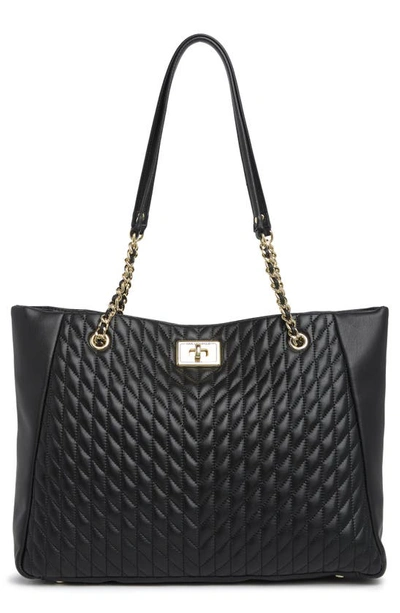 Karl Lagerfeld Agyness Quilted Leather Tote Bag In Black Gold ModeSens