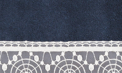 Shop Linum Home Textiles 100% Turkish Cotton Arian Cream Lace Embellished Hand Towel In Medium Blue