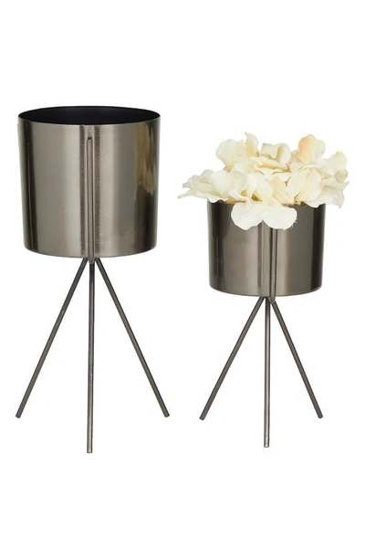 Shop Cosmo By Cosmopolitan Dark Gray Metal Small Planter With Removable Stand In Dark Grey