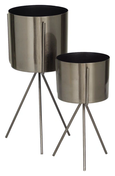 Shop Cosmo By Cosmopolitan Dark Gray Metal Small Planter With Removable Stand In Dark Grey