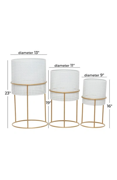 Shop Willow Row White Metal Rattan Weave Inspired Planter With Removable Ring Stand