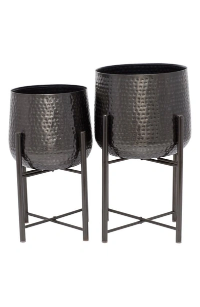 Cosmo By Cosmopolitan Iron Standing Planter In Black