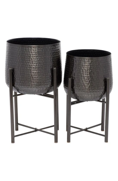 Cosmo By Cosmopolitan Iron Standing Planter In Black