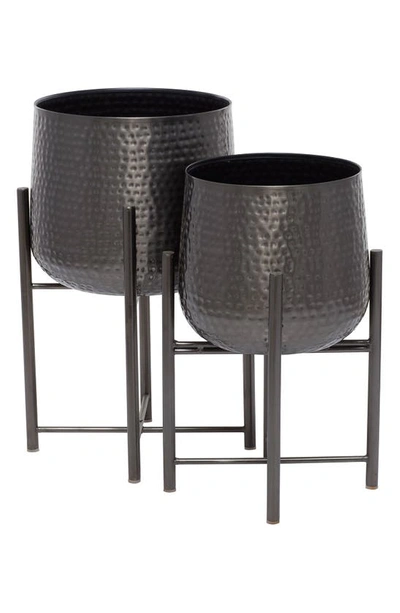 Cosmo By Cosmopolitan Iron Standing Planter In Black