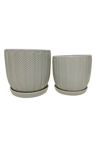 Shop Drew Rose Designs Stacked Chevron Ceramic Planter In White