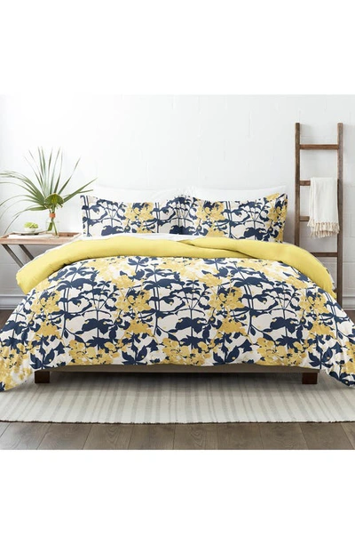 Homespun Premium Ultra Soft Boho Flower 3-piece Reversible Duvet Cover Set In Yellow