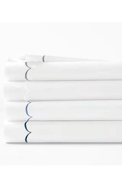 Melange 600tc Scallop Trim 3-piece Duvet Set In White