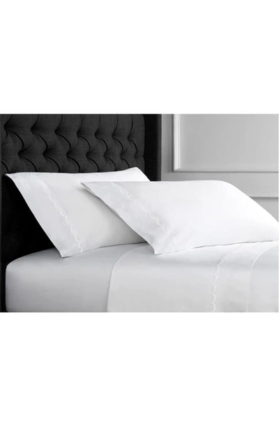 Melange 600tc Scallop Trim 3-piece Duvet Set In White