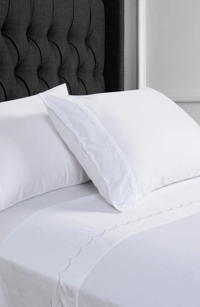 Melange 600tc Scallop Trim 3-piece Duvet Set In White
