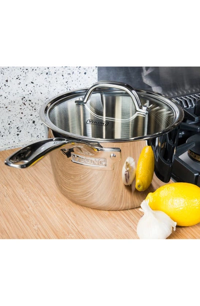 Viking Contemporary 3.4-quart Stainless Steel Sauce Pan With Lid In Stainless Steel