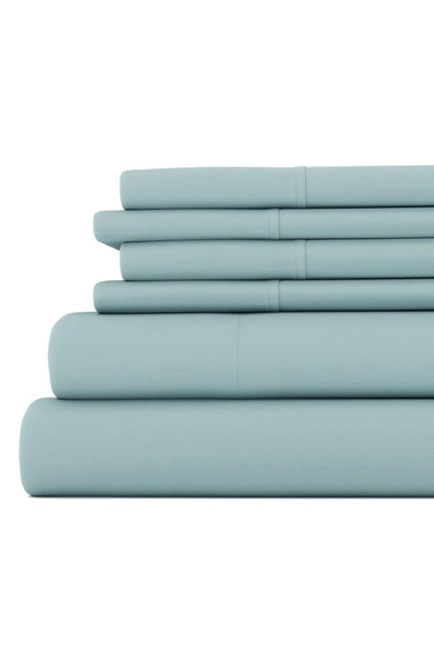Homespun Premium Ultra Soft 6 Piece Microfiber Solid Sheet Set In Ocean
