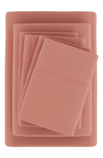 Homespun Premium Ultra Soft 6 Piece Microfiber Solid Sheet Set In Clay
